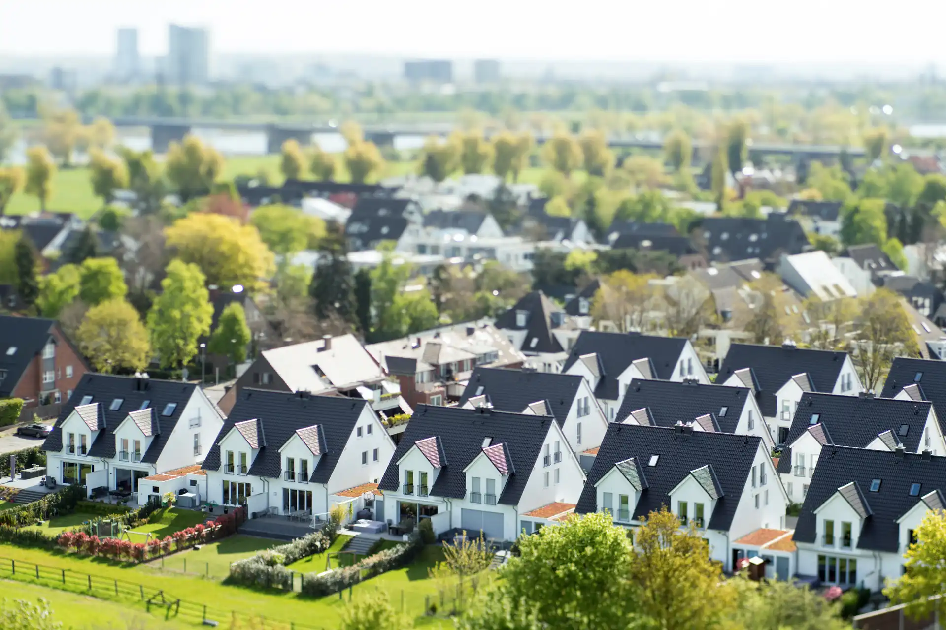 Luftbildaufnahme einer Wohnsiedlung in Düsseldorf